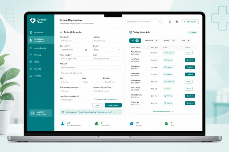 Modul registrasi dan check-in pasien SIM Klinik